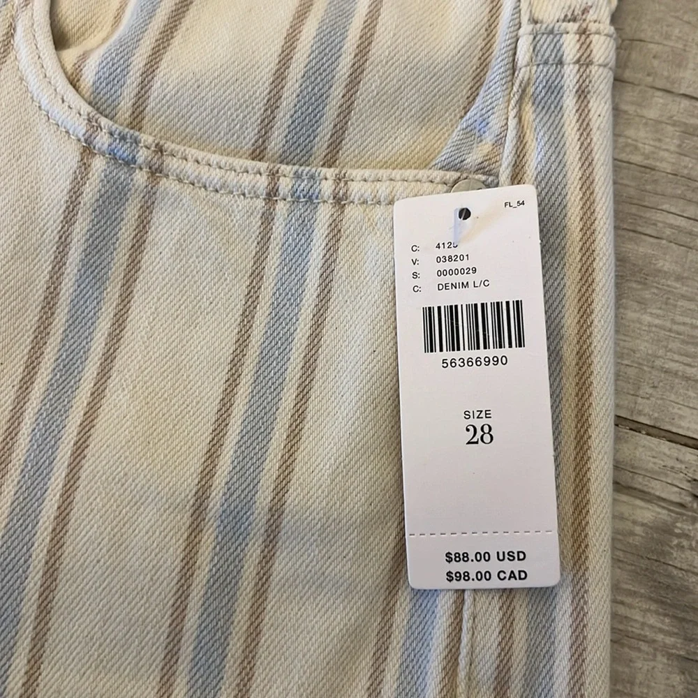 Anthropologie Denim‎ Shorts 28 Pilcro Slim Boyfriend Striped Cream High Rise NWT - Picture 3 of 11